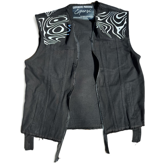 EXPENSIVE PARADISE- "BLACK THOUGHTS" (DENIM JEAN VEST) COLOR: BLACK