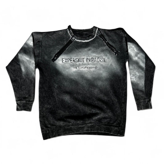 EXPENSIVE PARADISE - "COLD ERROR" (Crew Neck) COLOR: VINTAGE BLACK/ WHITE