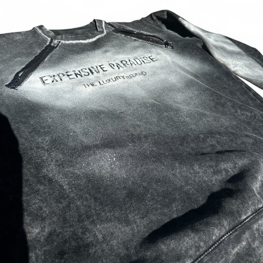 EXPENSIVE PARADISE - "COLD ERROR" (Crew Neck) COLOR: VINTAGE BLACK/ WHITE