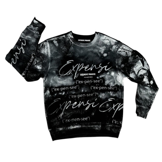 EXPENSIVE PARADISE - "LUXURY MISHAP" (Crew Neck) COLOR: VINTAGE BLACK/ WHITE