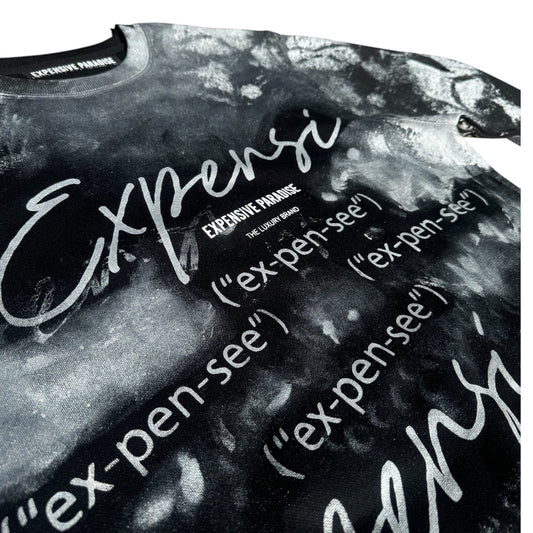 EXPENSIVE PARADISE - "LUXURY MISHAP" (Crew Neck) COLOR: VINTAGE BLACK/ WHITE